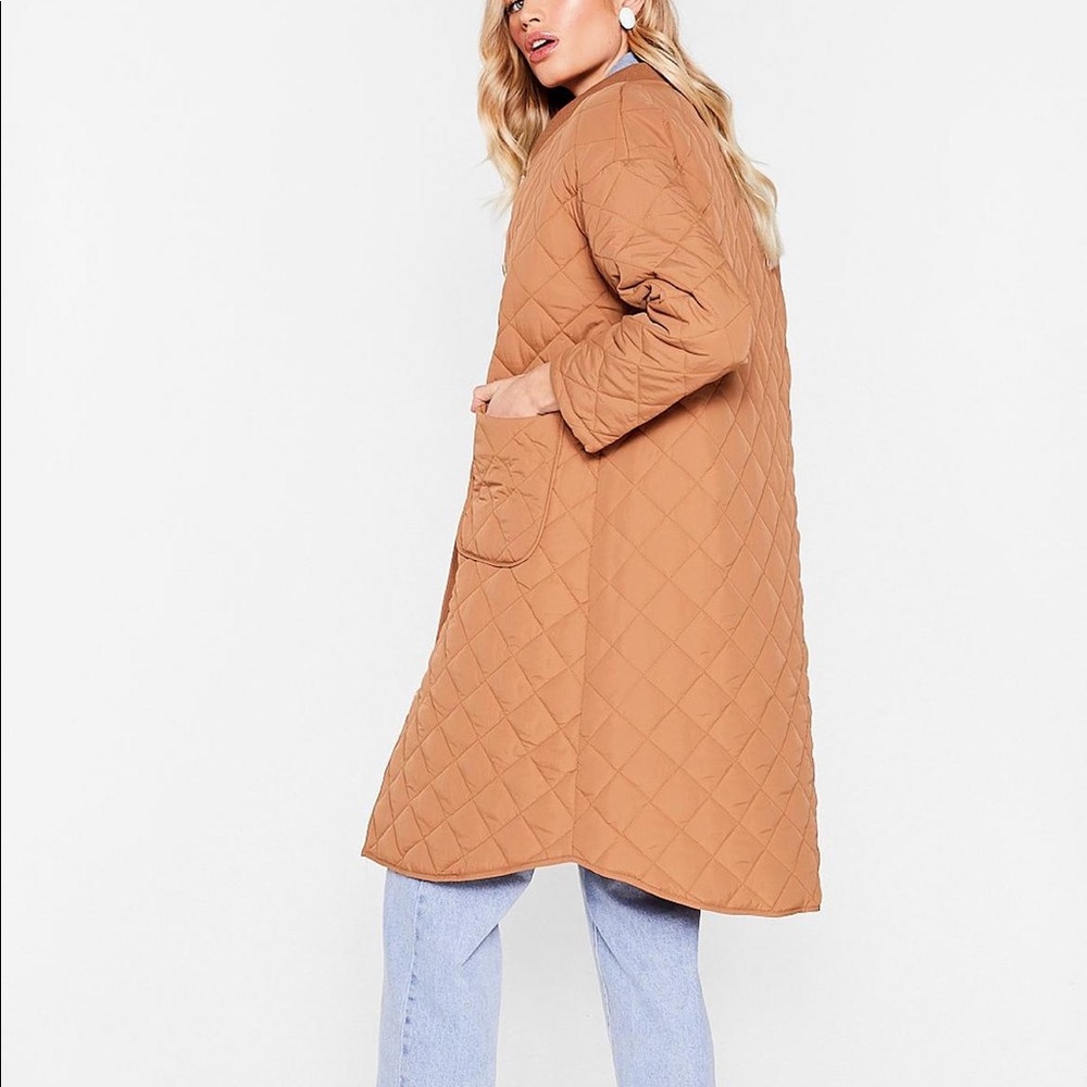Quilted button down longline coat - Picture 4 of 5